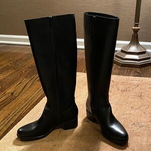 NWT Aldo Black Leather Knee-High Boots, size 7.5
